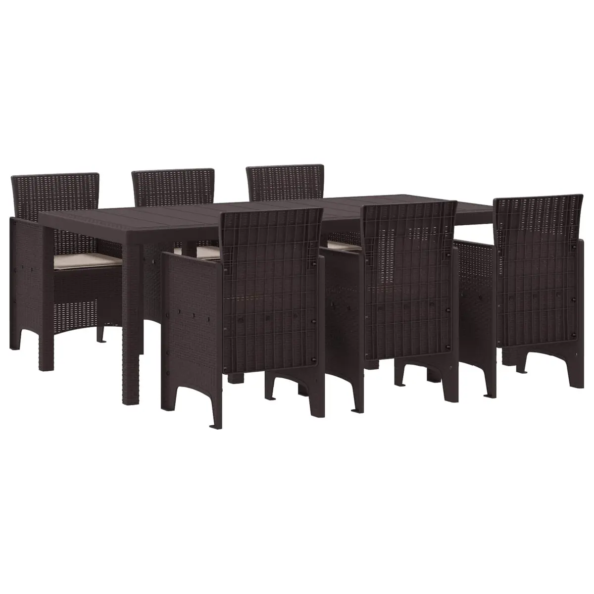 7-Piece Brown Outdoor Dining Set for Garden Spaces