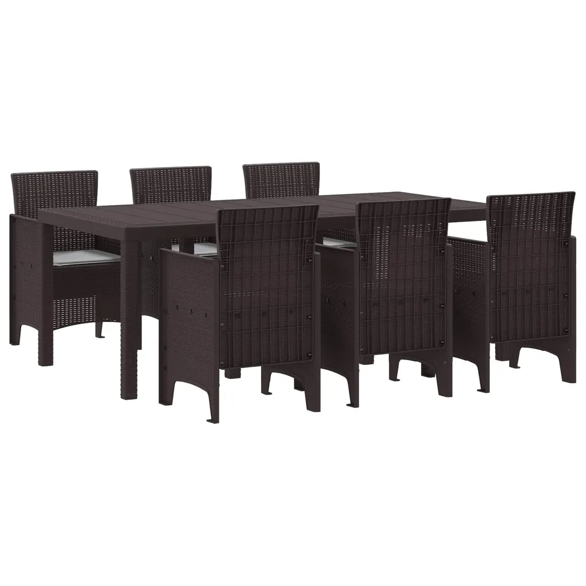 Garden Dining Set Polypropylene 7 Piece Brown Outdoor Furniture Table Chairs