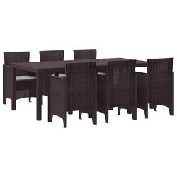 Garden Dining Set 7 Pieces Brown Outdoor Furniture Table Chairs Patio