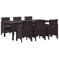 Brown Outdoor Garden Dining Set, 7-Piece Furniture