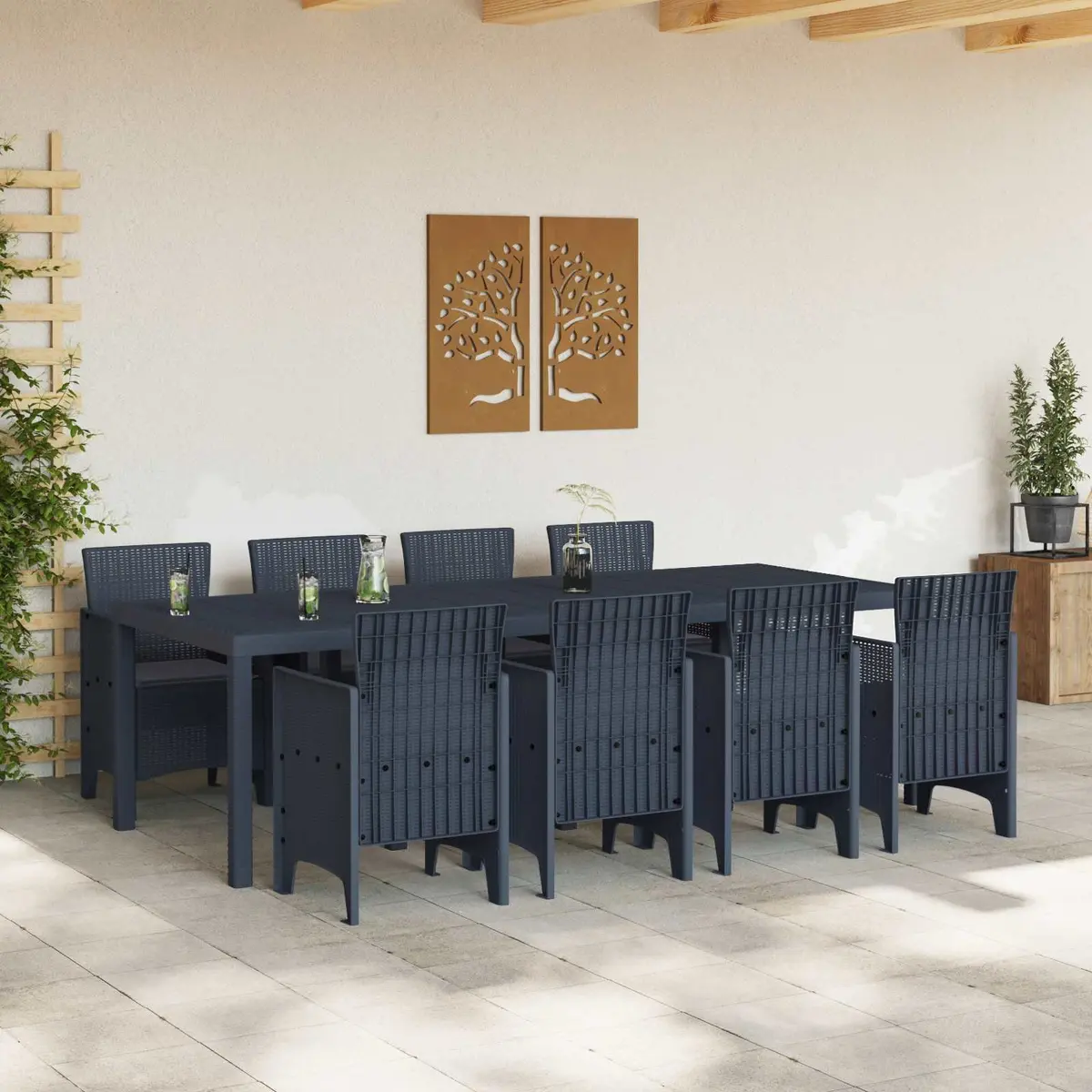 9-Piece Anthracite Modern Garden Dining Set
