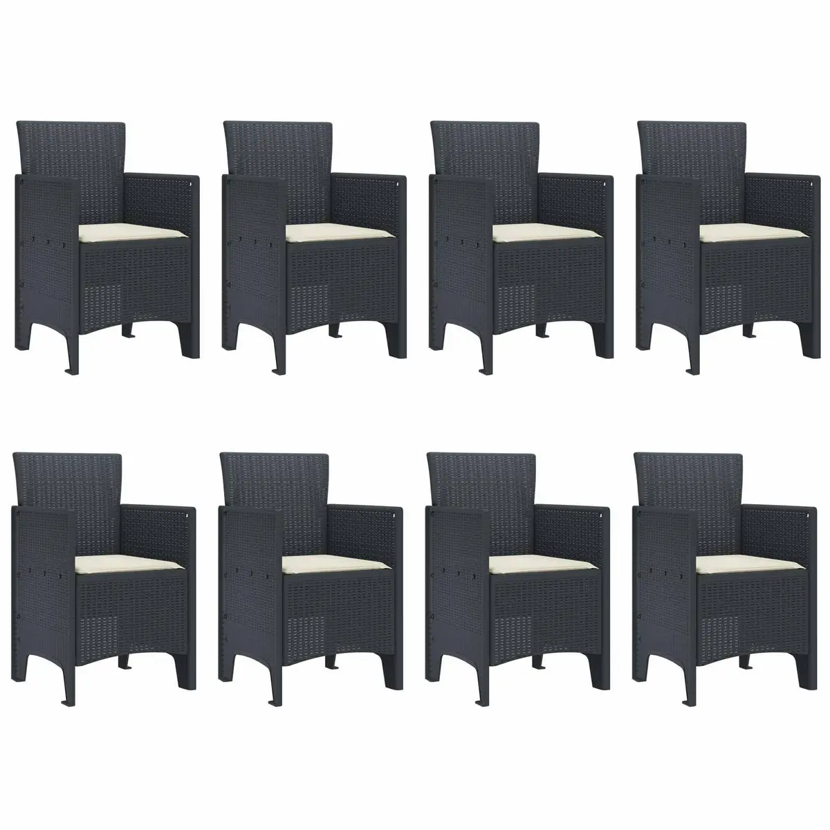 Garden Dining Set Poly Rattan 9 Pieces Rectangular Table Anthracite