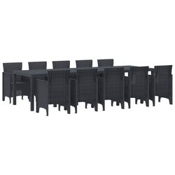 11-Piece Outdoor Dining Set in Anthracite Poly Rattan