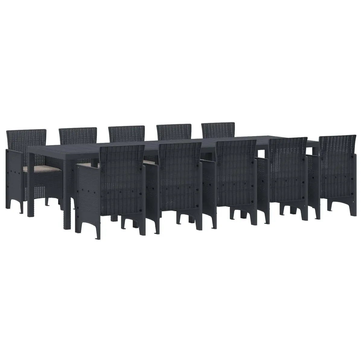 11 Piece Anthracite Poly Rattan Outdoor Dining Set