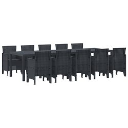 11-Piece Anthracite Poly Rattan Outdoor Dining Set