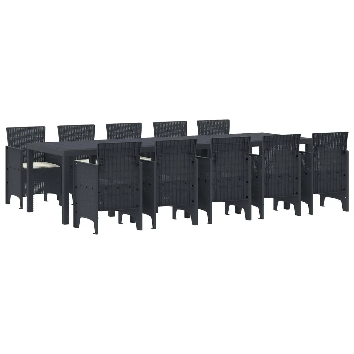 11-Piece Outdoor Dining Set with Anthracite Cushions