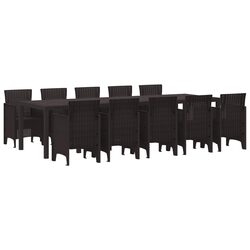 Premium 11-Piece Brown Rattan Outdoor Dining Set with Cushions