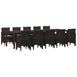 11-Piece Outdoor Dining Set in Brown Poly Rattan