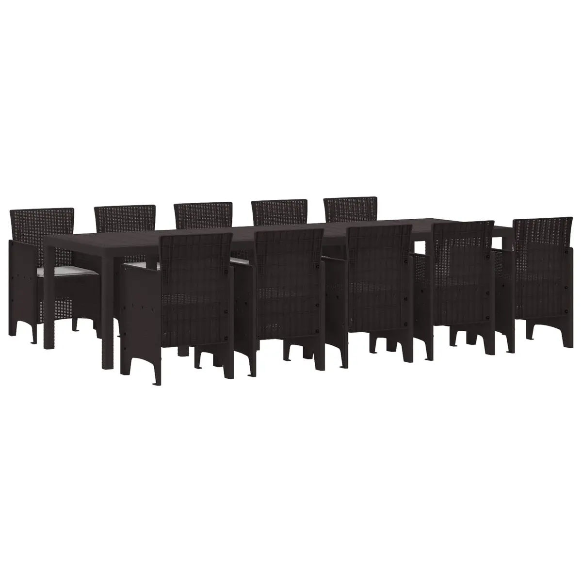 11-Piece Brown Poly Rattan Outdoor Dining Set