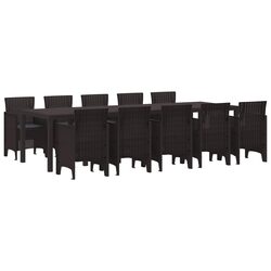 Brown Rattan 11-Piece Outdoor Dining Set for Patios