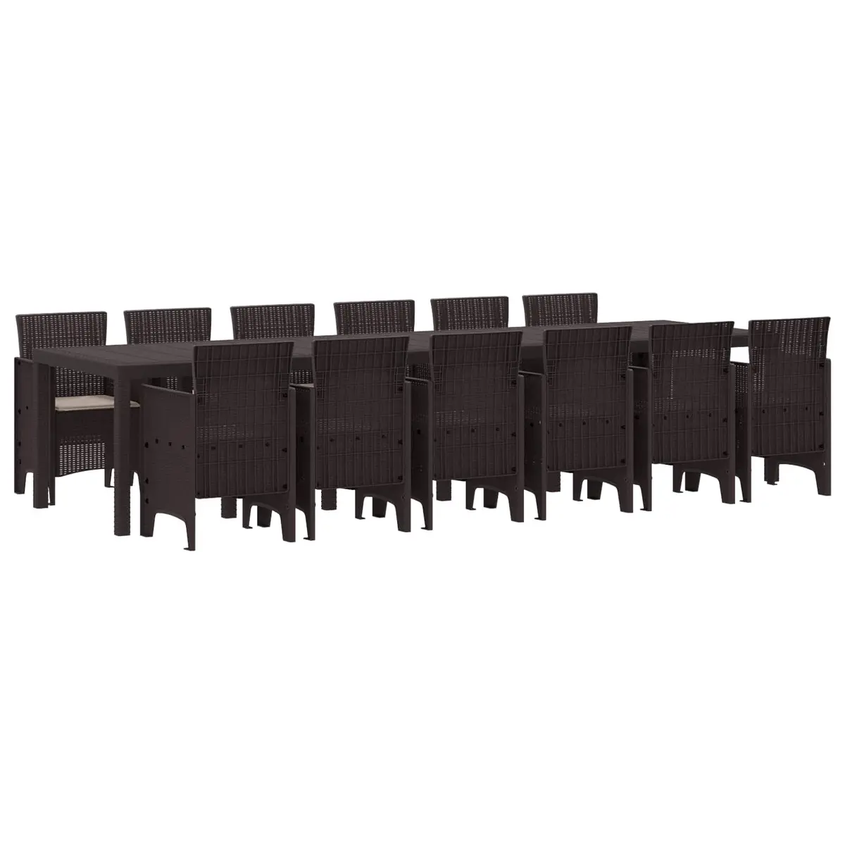 Brown Poly Rattan 13-Piece Garden Dining Set