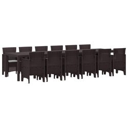 Premium 13-Piece Brown Poly Rattan Garden Dining Set