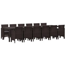 Brown 13-Piece Garden Dining Set with Cushions