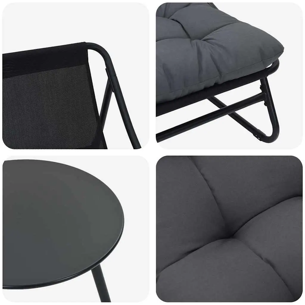 5-Piece Outdoor Dining Set in Black Steel