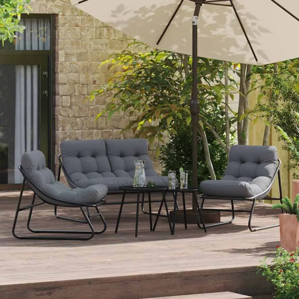 5-Piece Outdoor Dining Set in Black Steel