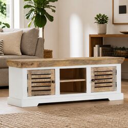 Solid Wood Mango TV Cabinet 110x30x40 cm for Storage