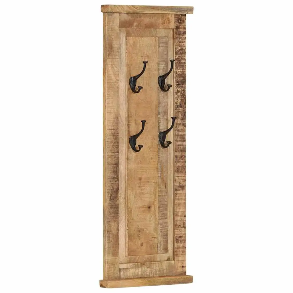 Coat Racks Solid Mango Wood 38 x 100 cm Brown 2 Pieces Wall-Mounted Retro Hooks