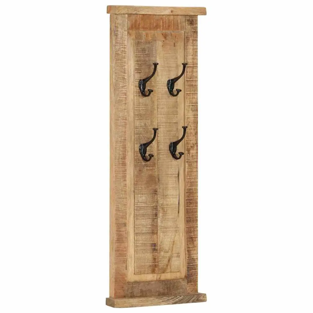 Coat Racks Solid Mango Wood 38 x 100 cm Brown 2 Pieces Wall-Mounted Retro Hooks