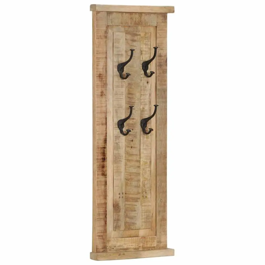 Coat Racks Solid Mango Wood 38 x 100 cm Brown 2 Pieces Wall-Mounted Retro Hooks