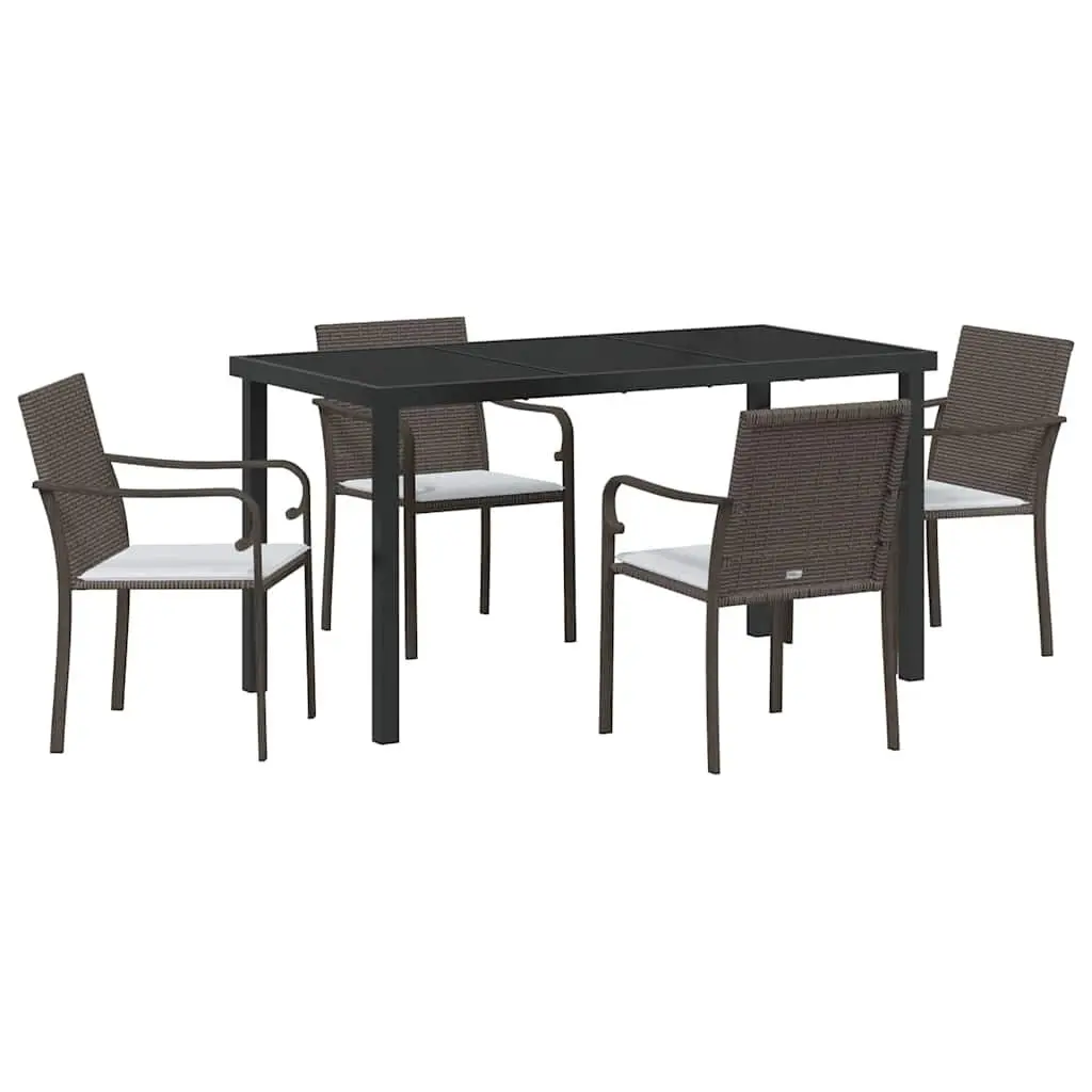 5-Piece Garden Dining Set with Rattan and Steel Frame