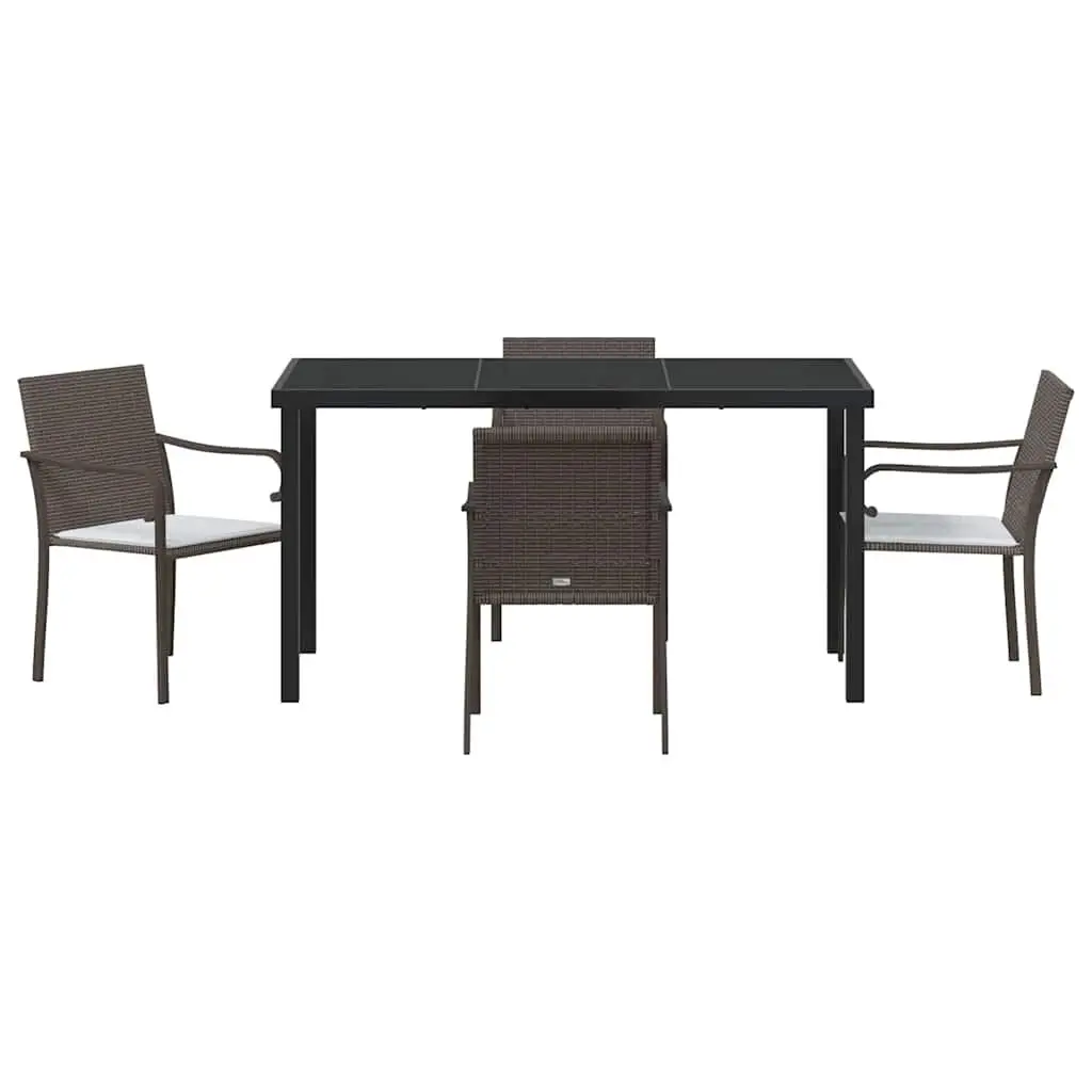5-Piece Garden Dining Set with Rattan and Steel Frame