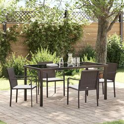 Premium 5 Piece Rattan Garden Dining Set with Cushions