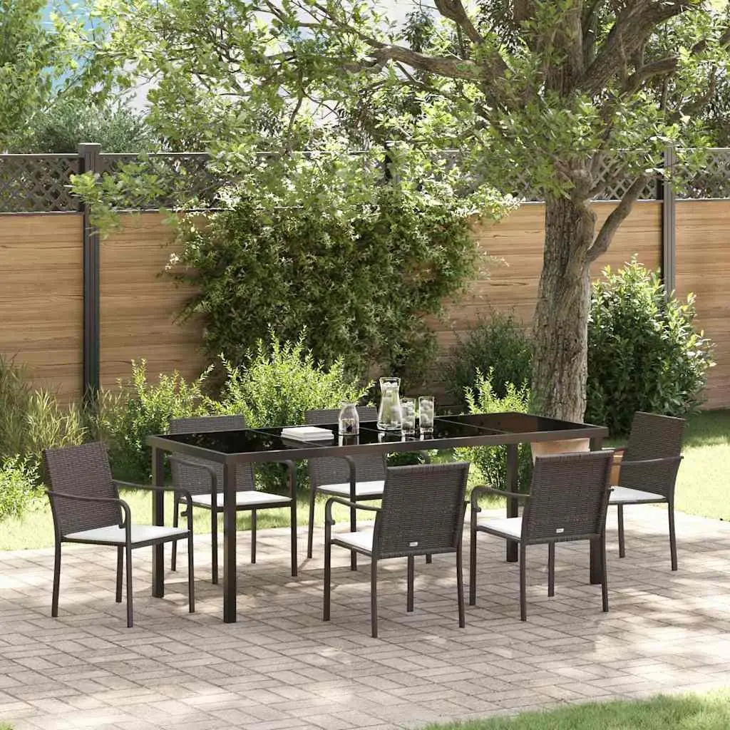 7-Piece Garden Dining Set in Brown and Black