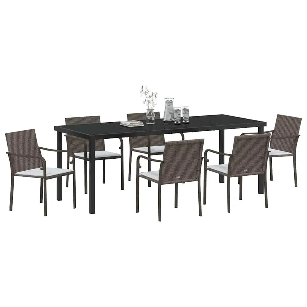 7-Piece Garden Dining Set in Brown and Black