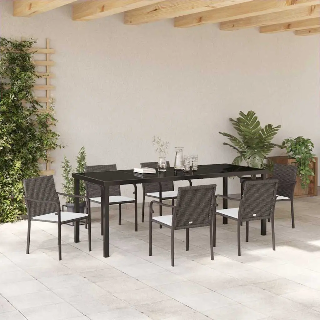 7-Piece Garden Dining Set in Brown and Black