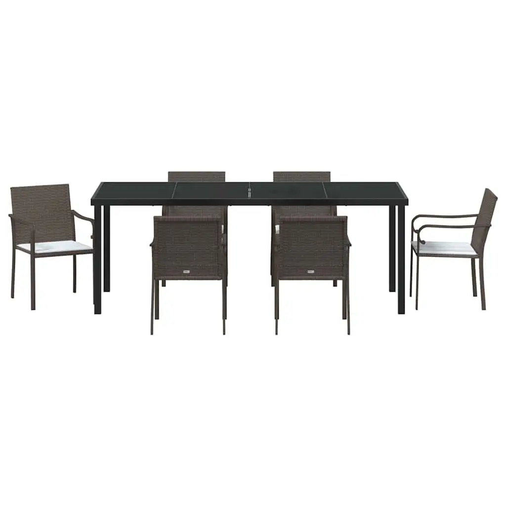 7-Piece Garden Dining Set in Brown and Black