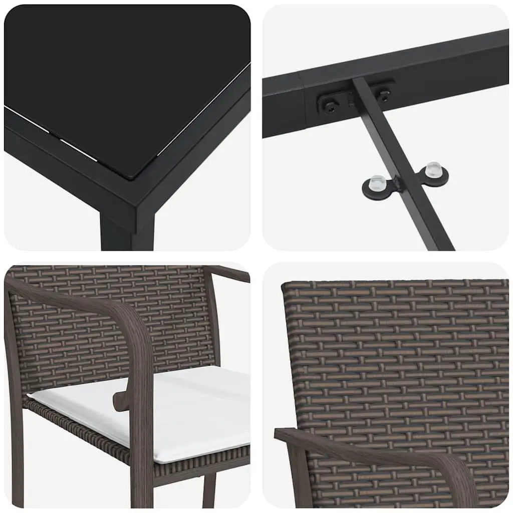 7-Piece Garden Dining Set in Brown and Black