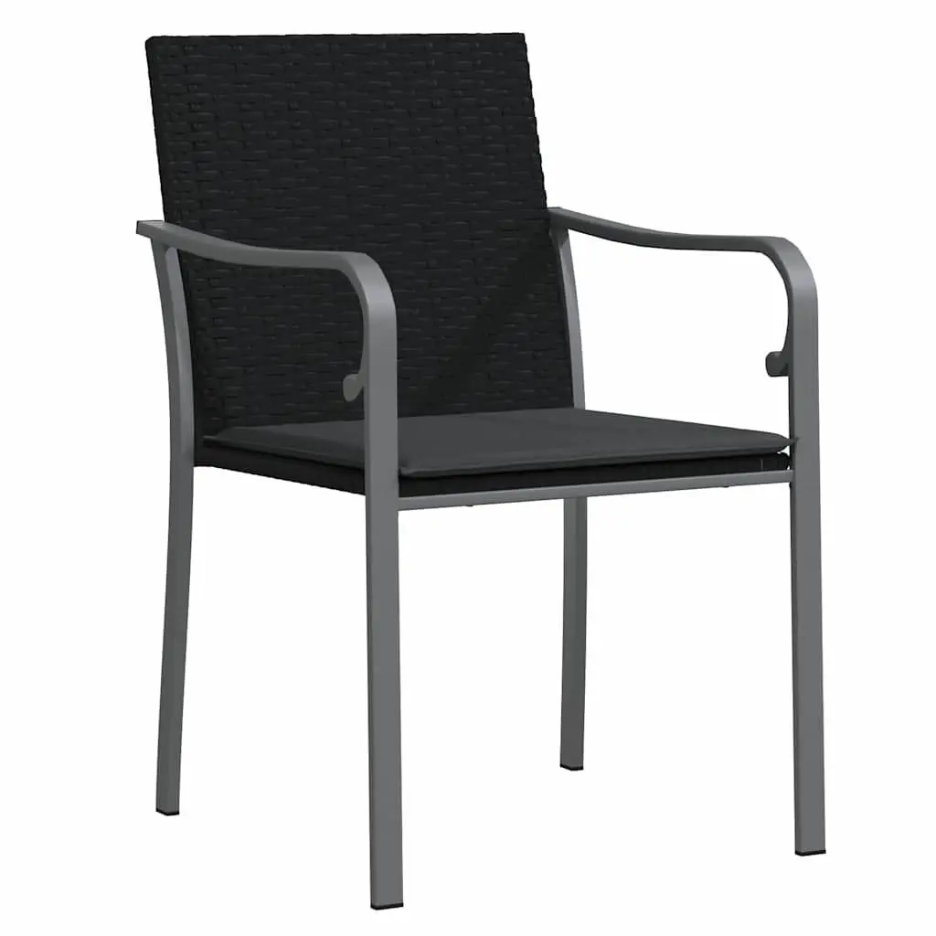 Garden Dining Set PE Rattan Steel Frame 3 Pieces Black Grey