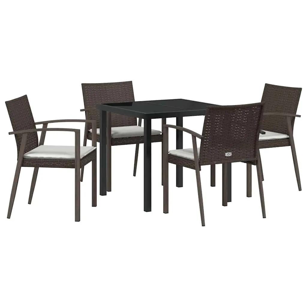 5 Piece Outdoor Dining Set with PE Rattan