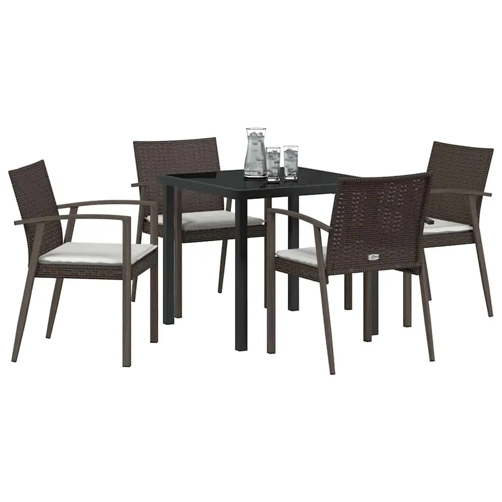 5 Piece Outdoor Dining Set with PE Rattan