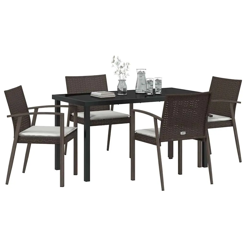 5 Piece Garden Dining Set with Durable PE Rattan