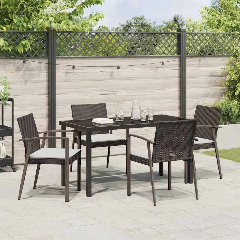 5 Piece Garden Dining Set with Durable PE Rattan