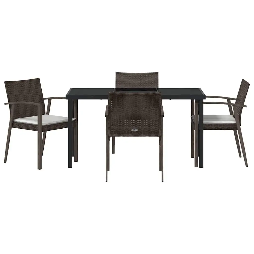 5 Piece Garden Dining Set with Durable PE Rattan