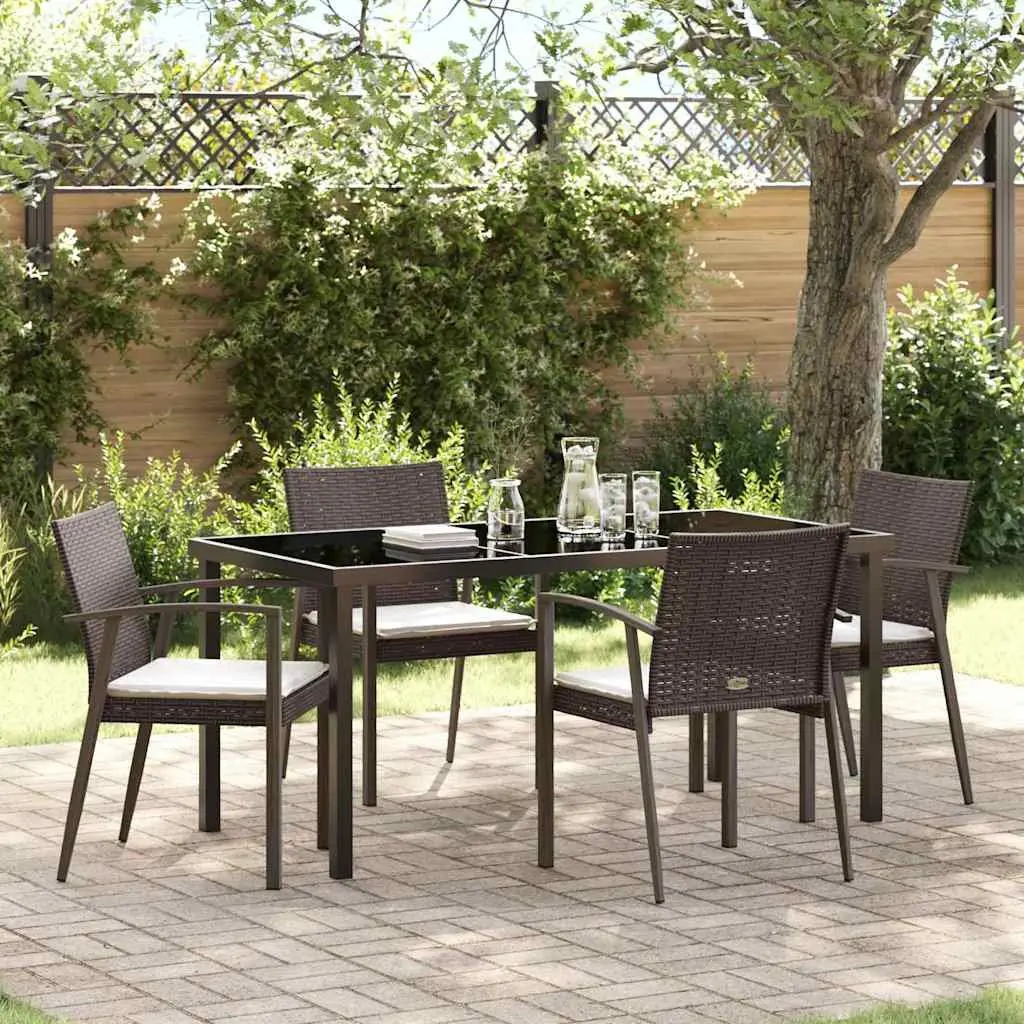 5 Piece Garden Dining Set with Steel Frame