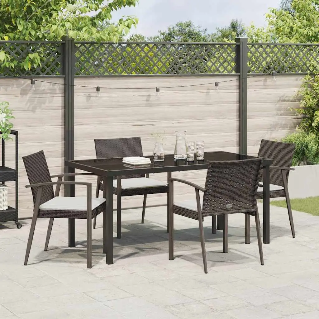 5 Piece Garden Dining Set with Steel Frame