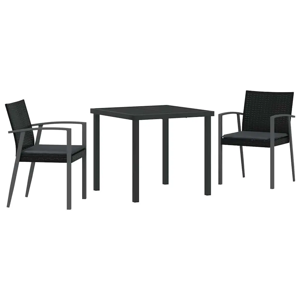 3-Piece Garden Dining Set with Steel Frame