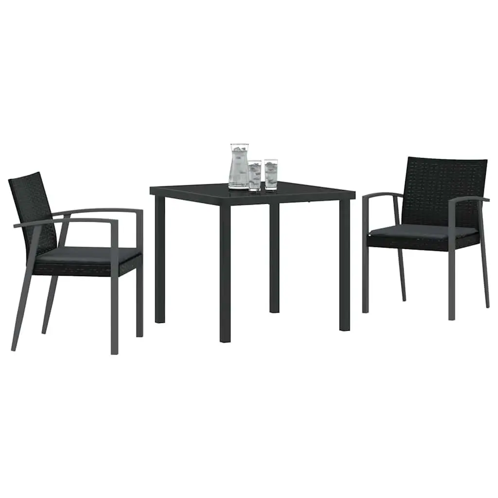3-Piece Garden Dining Set with Steel Frame