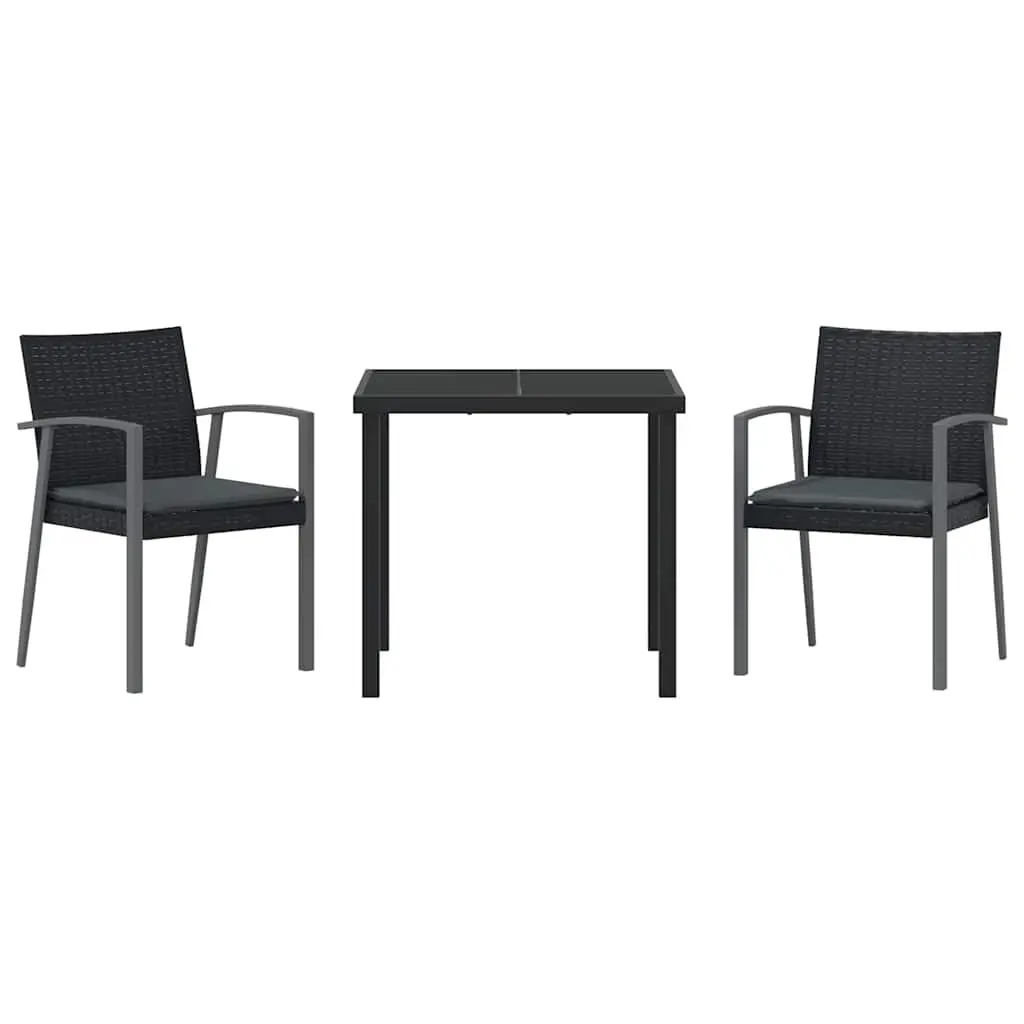 3-Piece Garden Dining Set with Steel Frame