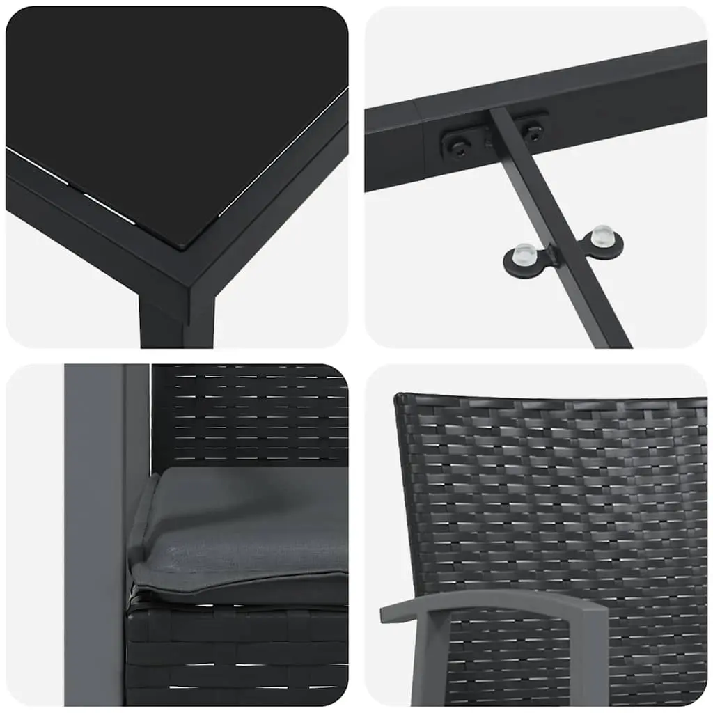 3-Piece Garden Dining Set with Steel Frame
