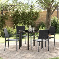 Stylish 5-Piece Black Rattan Garden Dining Set