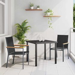 Stylish 3-Piece Garden Dining Set with Black Steel Frame