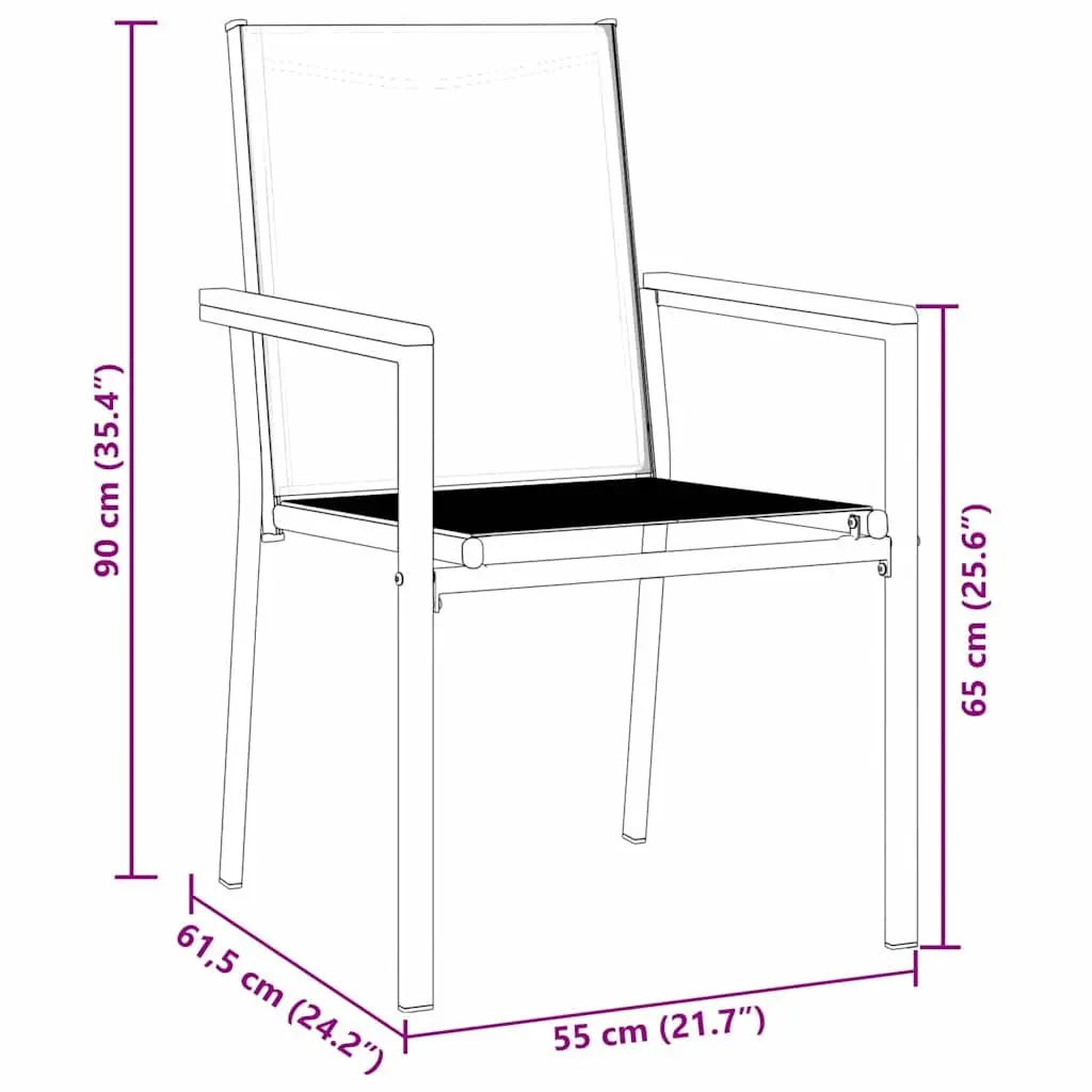 3-Piece Garden Dining Set with Black Steel Frame