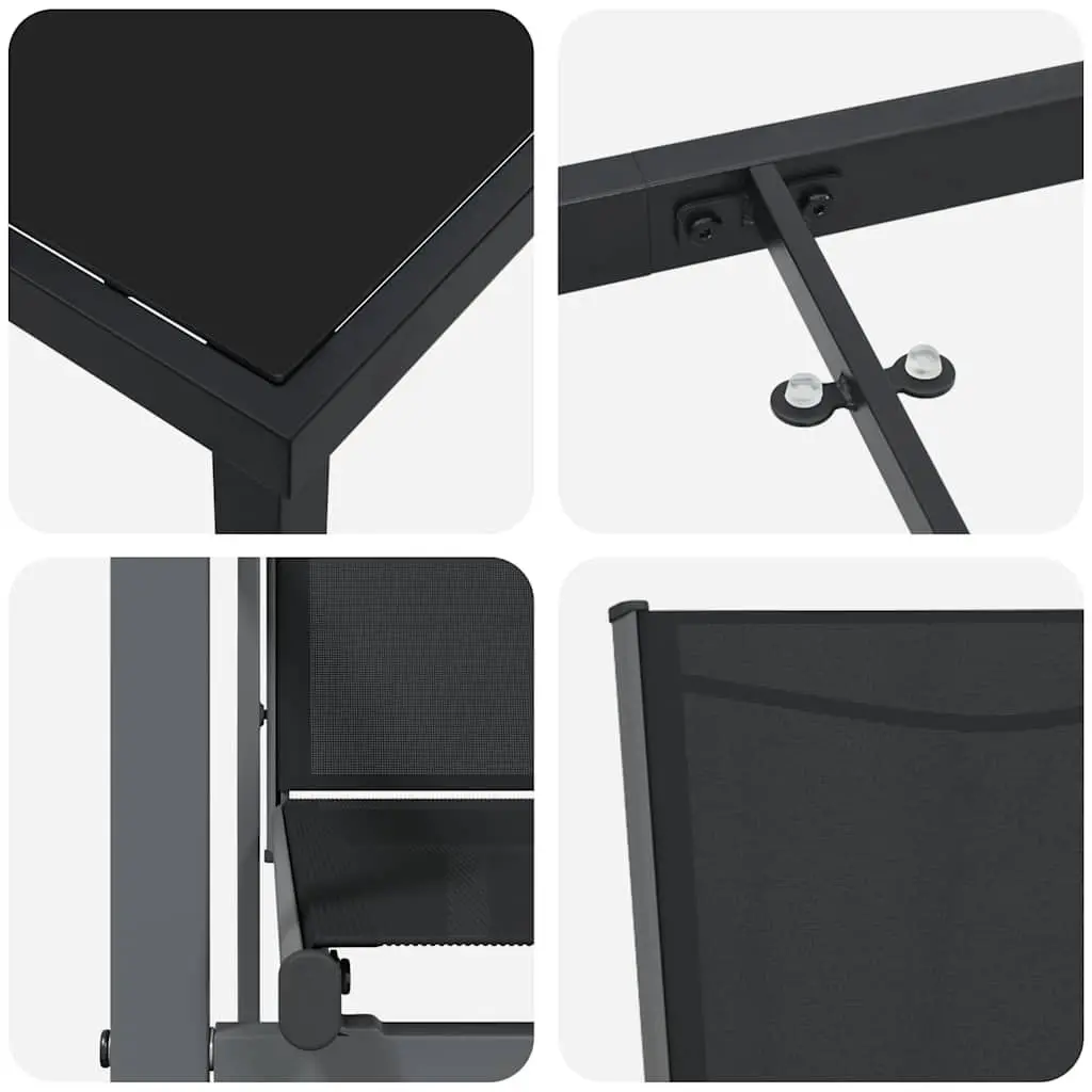5 Piece Garden Dining Set with Black Steel Frame