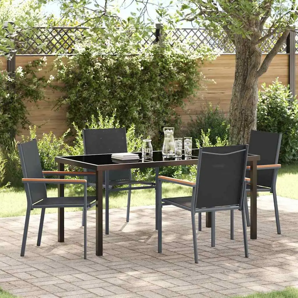 5 Piece Garden Dining Set with Steel Frame