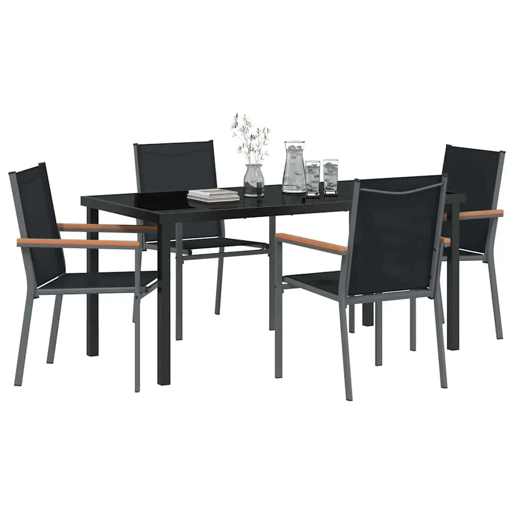 5 Piece Garden Dining Set with Steel Frame