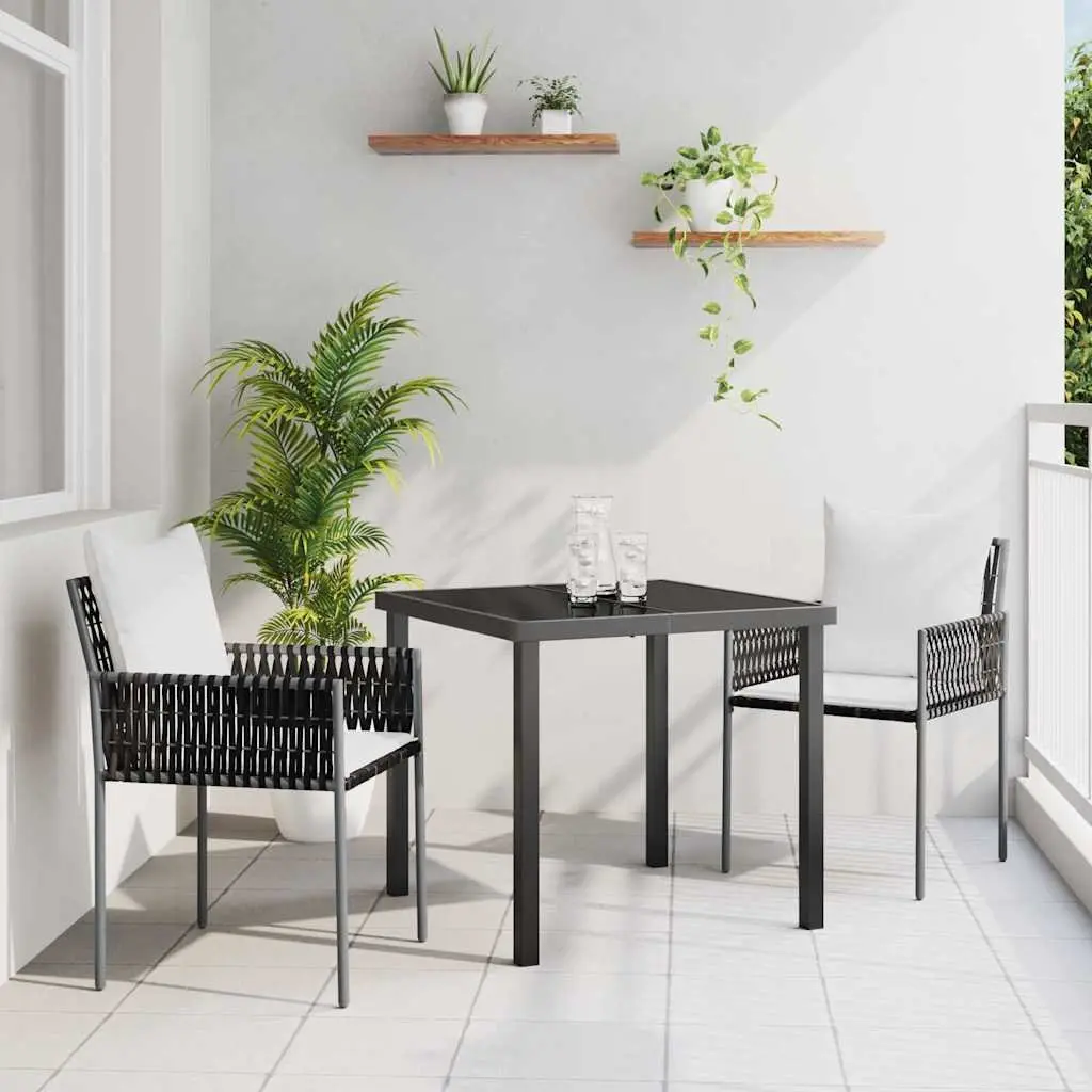 3 Piece Garden Dining Set with Rattan Chairs